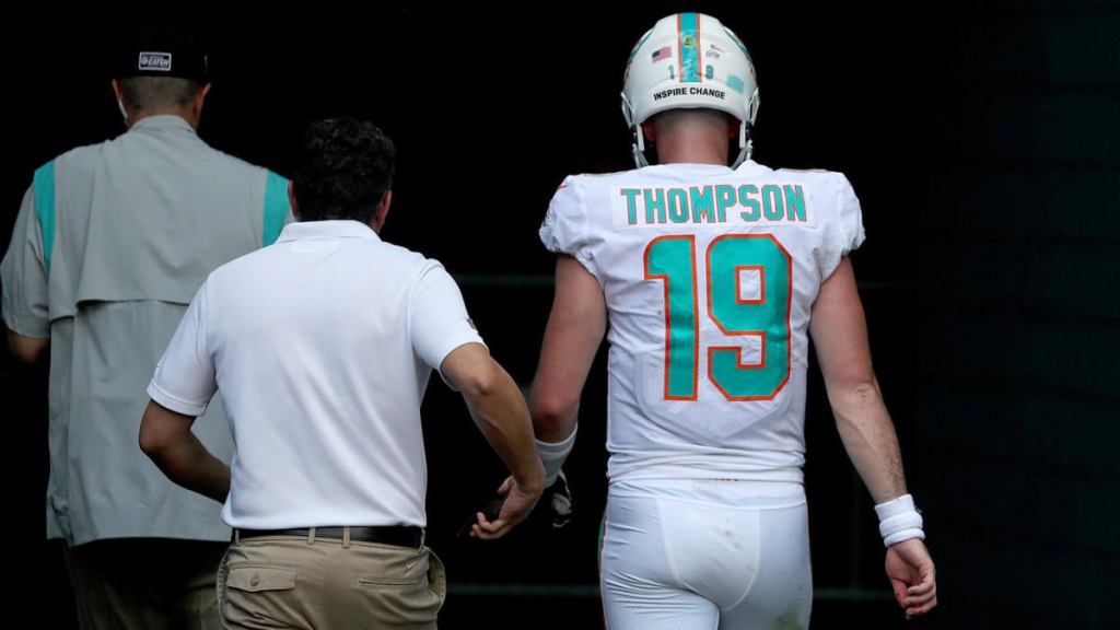 Watch “Teddy Bridgewater or Skylar Thompson, which Dolphins Quarterback should play while QB1 Tua recovers” on&nbsp;YouTube